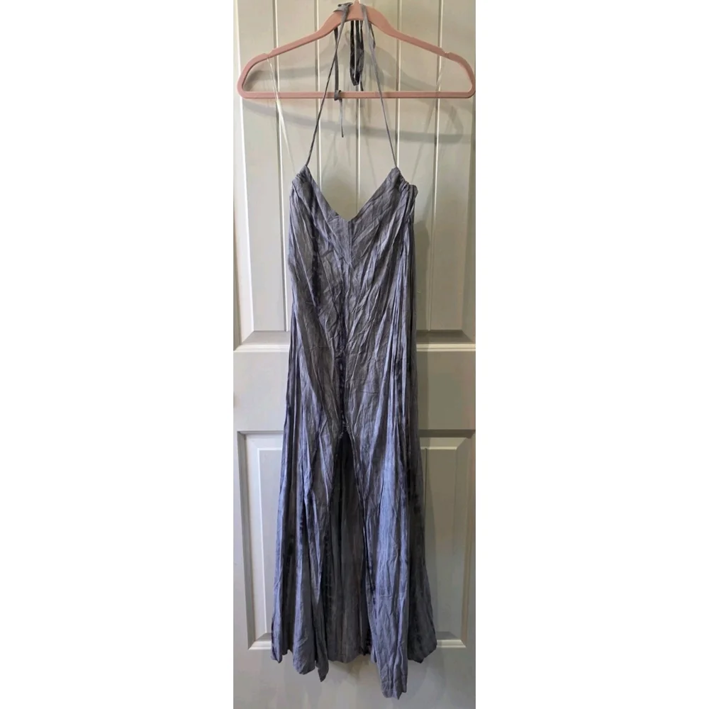 POL Halter Neck Adjustable Tie Dye Midi Dress Size Small NWOT Flowy Keyhole Back